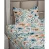 Ambesonne Spring Floral Sheet Set, Valentine’s Day Concept Romantic Garden Flowers with Leaves Greenery, Fitted and Flat Sheet with Pillowcases Bedding Accent 4 Piece Set, Queen, Seafoam Peach White(Seafoam Peach White)