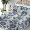 Ambesonne Spring Floral Sheet Set, Valentine’s Day Concept Romantic Garden Flowers with Leaves Greenery, Fitted and Flat Sheet with Pillowcases Bedding Accent 4 Piece Set, Queen, Seafoam Peach White(Pale Purple and Sage Green)