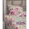Ambesonne Spring Floral Sheet Set, Valentine’s Day Concept Romantic Garden Flowers with Leaves Greenery, Fitted and Flat Sheet with Pillowcases Bedding Accent 4 Piece Set, Queen, Seafoam Peach White(Eggplant Earth Yellow)
