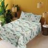 Ambesonne Spring Floral Sheet Set, Valentine’s Day Concept Romantic Garden Flowers with Leaves Greenery, Fitted and Flat Sheet with Pillowcases Bedding Accent 4 Piece Set, Queen, Seafoam Peach White(Almond Green Laurel Green)