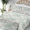 Ambesonne Spring Floral Sheet Set, Valentine’s Day Concept Romantic Garden Flowers with Leaves Greenery, Fitted and Flat Sheet with Pillowcases Bedding Accent 4 Piece Set, Queen, Seafoam Peach White(Eggshell Mint Green)