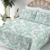 Ambesonne Spring Floral Sheet Set, Valentine’s Day Concept Romantic Garden Flowers with Leaves Greenery, Fitted and Flat Sheet with Pillowcases Bedding Accent 4 Piece Set, Queen, Seafoam Peach White(Almond Green Sea Green)