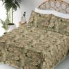 Ambesonne Spring Floral Sheet Set, Valentine’s Day Concept Romantic Garden Flowers with Leaves Greenery, Fitted and Flat Sheet with Pillowcases Bedding Accent 4 Piece Set, Queen, Seafoam Peach White(Khaki Blush and Green)