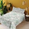 Ambesonne Spring Floral Sheet Set, Valentine’s Day Concept Romantic Garden Flowers with Leaves Greenery, Fitted and Flat Sheet with Pillowcases Bedding Accent 4 Piece Set, Queen, Seafoam Peach White(Eggshell Mint Green)