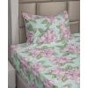 Ambesonne Spring Floral Sheet Set, Valentine’s Day Concept Romantic Garden Flowers with Leaves Greenery, Fitted and Flat Sheet with Pillowcases Bedding Accent 4 Piece Set, Queen, Seafoam Peach White(Pale Fuchsia Fern Green)