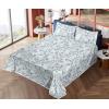 Ambesonne Spring Floral Sheet Set, Valentine’s Day Concept Romantic Garden Flowers with Leaves Greenery, Fitted and Flat Sheet with Pillowcases Bedding Accent 4 Piece Set, Queen, Seafoam Peach White(Blue Grey and Pale Lavender)