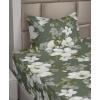 Ambesonne Spring Floral Sheet Set, Valentine’s Day Concept Romantic Garden Flowers with Leaves Greenery, Fitted and Flat Sheet with Pillowcases Bedding Accent 4 Piece Set, Queen, Seafoam Peach White(Off White Peacock Green)