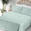 Ambesonne Spring Floral Sheet Set, Valentine’s Day Concept Romantic Garden Flowers with Leaves Greenery, Fitted and Flat Sheet with Pillowcases Bedding Accent 4 Piece Set, Queen, Seafoam Peach White(Almond Green White)