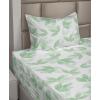 Ambesonne Spring Floral Sheet Set, Valentine’s Day Concept Romantic Garden Flowers with Leaves Greenery, Fitted and Flat Sheet with Pillowcases Bedding Accent 4 Piece Set, Queen, Seafoam Peach White(Fern Green White)