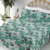 Ambesonne Spring Floral Sheet Set, Valentine’s Day Concept Romantic Garden Flowers with Leaves Greenery, Fitted and Flat Sheet with Pillowcases Bedding Accent 4 Piece Set, Queen, Seafoam Peach White(Pale Petrol Blue Grey)