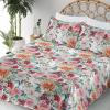 Ambesonne Spring Floral Sheet Set, Valentine’s Day Concept Romantic Garden Flowers with Leaves Greenery, Fitted and Flat Sheet with Pillowcases Bedding Accent 4 Piece Set, Queen, Seafoam Peach White(Jade Green Burnt Sienna)