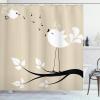 Ambesonne Birds Shower Curtain, 2 Flying Animal on a Branch Singing Love Songs for a Friend Valentine Couple with Hope of Living Art, Fabric Bathroom Decor Set with Hooks, 69″ W x 75″ L, Beige Black