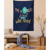 Ambesonne Book Tapestry, World Belongs to Those Who Read Inspirational Words Print on Dark Blue Background, Wall Hanging for Bedroom Living Room Dorm Decor, 40″ X 60″, Navy Blue