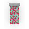 Ambesonne Floral Fitted Sheet, Valentine’s Day Theme Flowers Vintage Botanical Nature Ornament Art, Decorative Soft Fabric Bedding All-Round Elastic Pocket, Full Size, Dark Coral and Fern Green(Dark Coral and Cadet Blue)