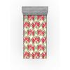 Ambesonne Floral Fitted Sheet, Valentine’s Day Theme Flowers Vintage Botanical Nature Ornament Art, Decorative Soft Fabric Bedding All-Round Elastic Pocket, Full Size, Dark Coral and Fern Green(Dark Coral and Fern Green)
