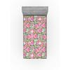 Ambesonne Floral Fitted Sheet, Valentine’s Day Theme Flowers Vintage Botanical Nature Ornament Art, Decorative Soft Fabric Bedding All-Round Elastic Pocket, Full Size, Dark Coral and Fern Green(Hot Pink Khaki Green)