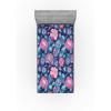 Ambesonne Floral Fitted Sheet, Valentine’s Day Theme Flowers Vintage Botanical Nature Ornament Art, Decorative Soft Fabric Bedding All-Round Elastic Pocket, Full Size, Dark Coral and Fern Green(Night Blue and Pale Pink)