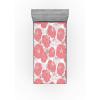 Ambesonne Floral Fitted Sheet, Valentine’s Day Theme Flowers Vintage Botanical Nature Ornament Art, Decorative Soft Fabric Bedding All-Round Elastic Pocket, Full Size, Dark Coral and Fern Green(Pastel Pink and White)