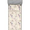 Ambesonne Floral Fitted Sheet & Pillow Sham Set, Valentine’s Day Theme Vintage Style Romantic Roses Pattern Plot, Decorative Printed 3 Piece Bedding Decor Set, King, Dark Fuchsia and Slate Blue(Pale Lavender Blue Grey)