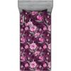 Ambesonne Floral Fitted Sheet & Pillow Sham Set, Valentine’s Day Theme Vintage Style Romantic Roses Pattern Plot, Decorative Printed 3 Piece Bedding Decor Set, King, Dark Fuchsia and Slate Blue(Dark Magenta and Purple)