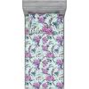 Ambesonne Floral Fitted Sheet & Pillow Sham Set, Valentine’s Day Theme Vintage Style Romantic Roses Pattern Plot, Decorative Printed 3 Piece Bedding Decor Set, King, Dark Fuchsia and Slate Blue(Pale Purple Grey Teal)