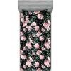 Ambesonne Floral Fitted Sheet & Pillow Sham Set, Valentine’s Day Theme Vintage Style Romantic Roses Pattern Plot, Decorative Printed 3 Piece Bedding Decor Set, King, Dark Fuchsia and Slate Blue(Soft Pink and Hunter Green)