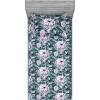 Ambesonne Floral Fitted Sheet & Pillow Sham Set, Valentine’s Day Theme Vintage Style Romantic Roses Pattern Plot, Decorative Printed 3 Piece Bedding Decor Set, King, Dark Fuchsia and Slate Blue(Dark Teal and Soft Pink)