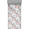 Ambesonne Floral Fitted Sheet & Pillow Sham Set, Valentine’s Day Theme Vintage Style Romantic Roses Pattern Plot, Decorative Printed 3 Piece Bedding Decor Set, King, Dark Fuchsia and Slate Blue(Coral and Pale Reseda Green)