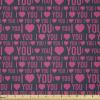 Ambesonne I Love You Fabric by The Yard, Romance Pattern with Heart Forms and Love Words Valentines Couples Theme, Stretch Knit Fabric for Clothing Sewing and Arts Crafts, 10 Yards, Magenta Dark Grey(Magenta Dark Grey)