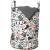 Ambesonne Indie Laundry Bag, Hipster Fashion Themed Pattern Clothing Accessories and Sketchy Art, Hamper Basket with Handles Drawstring Closure for Laundromats, 13″ x 19″, Seafoam Orange Black