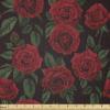 Ambesonne Rose Fabric by The Yard, Valentine’s Day Retro Style Petals with Leaves Ornamental Growth Pattern, Stretch Knit Fabric for Clothing Sewing and Arts Crafts, 10 Yards, Ruby Hunter Green Black(Ruby Hunter Green Black)