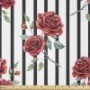 Ambesonne Watercolor Fabric by The Yard, Rose Pattern with Vertical Stripes Pattern Romantic Valentines Day, Stretch Knit Fabric for Clothing Sewing and Arts Crafts, 3 Yards, Ruby Reseda Green Black(Ruby Reseda Green Black)