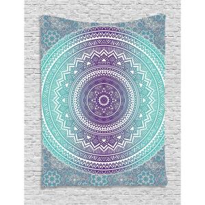 Ambesonne Blue and Purple Tapestry, Mandala Ombre Eastern Mystic Abstract Old Fashion Bohemian Native Cosmos Art, Wall Hanging for Bedroom Living Room Dorm Decor, 60″ X 80″, Purple