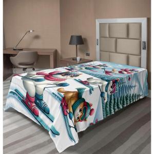 Ambesonne Cat Flat Sheet, Romantic Date Night of Kitties Drinking Milkshake Cozy Night Scene Valentines, Soft and Comfortable Top Sheet Decorative Bedding 1 Piece, Full Size, Dark Blue Apricot(Pale Blue Raspberry White)