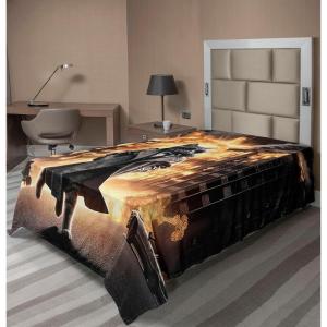 Ambesonne Cat Flat Sheet, Romantic Date Night of Kitties Drinking Milkshake Cozy Night Scene Valentines, Soft and Comfortable Top Sheet Decorative Bedding 1 Piece, Full Size, Dark Blue Apricot(Pale Orange and Dark Grey)