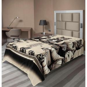 Ambesonne Cat Flat Sheet, Romantic Date Night of Kitties Drinking Milkshake Cozy Night Scene Valentines, Soft and Comfortable Top Sheet Decorative Bedding 1 Piece, Full Size, Dark Blue Apricot(Ivory Dark Taupe)