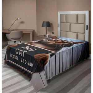 Ambesonne Cat Flat Sheet, Romantic Date Night of Kitties Drinking Milkshake Cozy Night Scene Valentines, Soft and Comfortable Top Sheet Decorative Bedding 1 Piece, Full Size, Dark Blue Apricot(Umber and Pale Blue Grey)