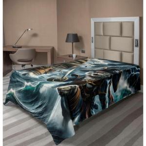 Ambesonne Cat Flat Sheet, Romantic Date Night of Kitties Drinking Milkshake Cozy Night Scene Valentines, Soft and Comfortable Top Sheet Decorative Bedding 1 Piece, Full Size, Dark Blue Apricot(Dark Slate Blue and Amber)