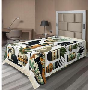 Ambesonne Cat Flat Sheet, Romantic Date Night of Kitties Drinking Milkshake Cozy Night Scene Valentines, Soft and Comfortable Top Sheet Decorative Bedding 1 Piece, Full Size, Dark Blue Apricot(Black Ginger Mint Green)