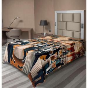 Ambesonne Cat Flat Sheet, Romantic Date Night of Kitties Drinking Milkshake Cozy Night Scene Valentines, Soft and Comfortable Top Sheet Decorative Bedding 1 Piece, Full Size, Dark Blue Apricot(Petrol Blue and Orange)