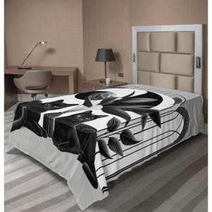 Ambesonne Cat Flat Sheet, Romantic Date Night of Kitties Drinking Milkshake Cozy Night Scene Valentines, Soft and Comfortable Top Sheet Decorative Bedding 1 Piece, Full Size, Dark Blue Apricot(Pale Grey Charcoal Grey)
