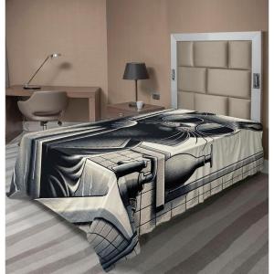 Ambesonne Cat Flat Sheet, Romantic Date Night of Kitties Drinking Milkshake Cozy Night Scene Valentines, Soft and Comfortable Top Sheet Decorative Bedding 1 Piece, Full Size, Dark Blue Apricot(Dark Grey Pale Sepia)