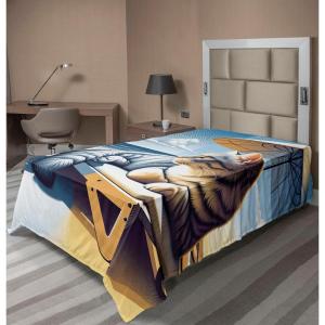 Ambesonne Cat Flat Sheet, Romantic Date Night of Kitties Drinking Milkshake Cozy Night Scene Valentines, Soft and Comfortable Top Sheet Decorative Bedding 1 Piece, Full Size, Dark Blue Apricot(Blue Pale Mustard)
