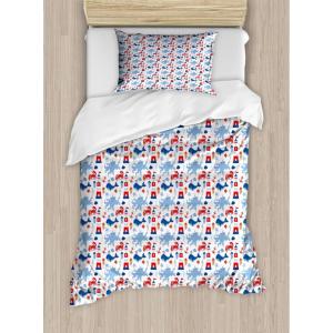 Ambesonne Dog Driver Duvet Cover Set, Romantic Chihuahua with Balloon Rose Flower Valentines Love Date Celebration, Decorative 3 Piece Bedding Set with 2 Pillow Shams, King Size, Red Yellow(Blue Red White)