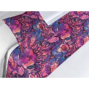 Ambesonne Floral Bed Runner Set, Realistic Painting Print A Million Roses to My Love Valentines Day, Decorative Bedding Scarf and 2 Pillow Shams for Hotels Homes, King, Pale Pink Dark Pink and Ecru(Violet Dark Purple and Coral)