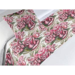 Ambesonne Floral Bed Runner Set, Realistic Painting Print A Million Roses to My Love Valentines Day, Decorative Bedding Scarf and 2 Pillow Shams for Hotels Homes, King, Pale Pink Dark Pink and Ecru(Pale Pink Reseda Green)