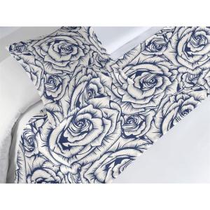 Ambesonne Floral Bed Runner Set, Realistic Painting Print A Million Roses to My Love Valentines Day, Decorative Bedding Scarf and 2 Pillow Shams for Hotels Homes, King, Pale Pink Dark Pink and Ecru(Coconut and Dark Indigo)