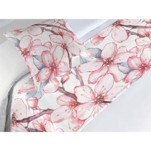 Ambesonne Floral Bed Runner Set, Romantic Concept Art Featuring Rose Flowers Hearts Leaves Valentine, Decorative Bedding Scarf and 2 Pillow Shams for Hotels Homes, Queen, Pastel Pink and Fern Green(Dark Pink and Soft Blue)