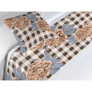 Ambesonne Floral Bed Runner Set, Romantic Concept Art Featuring Rose Flowers Hearts Leaves Valentine, Decorative Bedding Scarf and 2 Pillow Shams for Hotels Homes, Queen, Pastel Pink and Fern Green(Pale Caramel and Slate Blue)