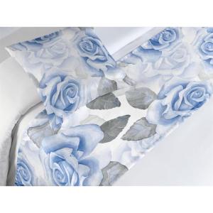 Ambesonne Floral Bed Runner Set, Romantic Concept Art Featuring Rose Flowers Hearts Leaves Valentine, Decorative Bedding Scarf and 2 Pillow Shams for Hotels Homes, Queen, Pastel Pink and Fern Green(Pale Ceil Blue White and Grey)